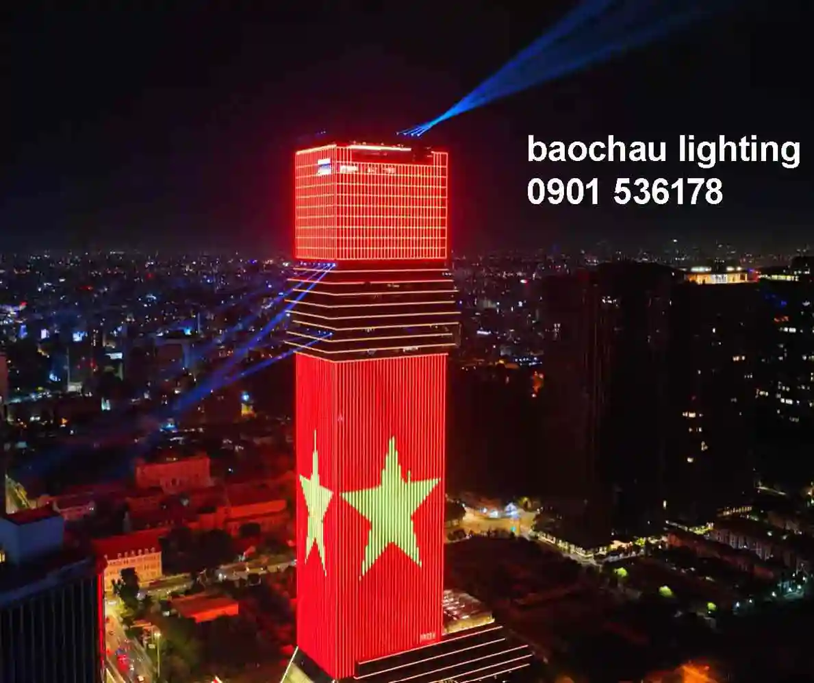 Marina IFC Sài Gòn chiếu sáng LED mặt ngoài về đêm – Bảo Châu Lighting
